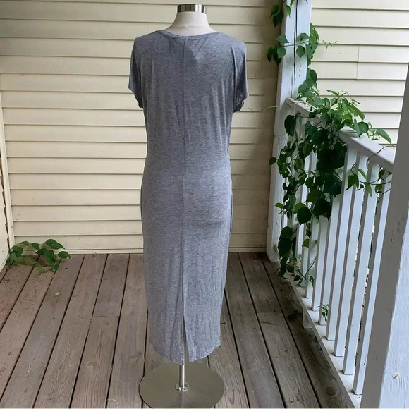 NWT ALLSAINTS Paloma Drape Dress Midi Size Large Gray Marl Knot Front All Saints - Picture 6 of 13